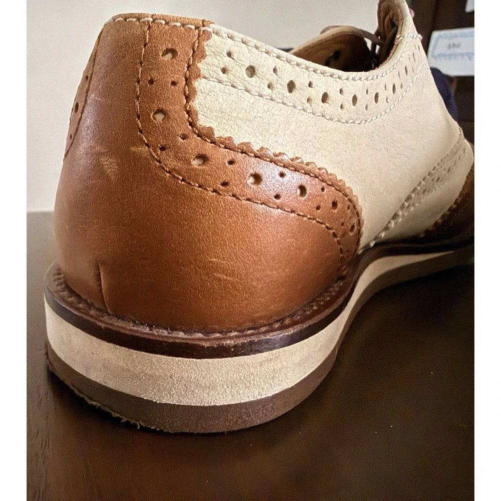 Polo Ralph Lauren Johnsly Brown Wingtip Oxford Leather Dress Sneakers Shoes 8.5D